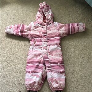 Pink Striped Kids One Piece Snowsuit